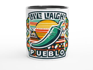 Live Laugh Pueblo Southwest Green Chili 11oz Ceramic Mug with Color Inside