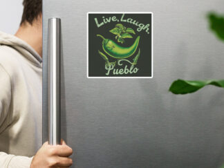 Live Laugh Pueblo Green Chili Magnet | Southwest Inspired Refrigerator Decor