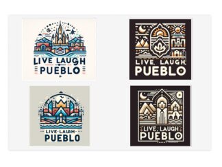 Live, Laugh, Pueblo! - Colorful Southwest-Inspired Mountain, Sun, Architecture Designs for Indoor/Outdoor Use Vinyl Sticker Sheets