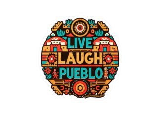 Live, Laugh, Pueblo! Folk Heart Southwest Abstract Kiss-Cut Vinyl Decals | Durable Kiss-Cut Design