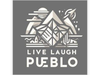 Live, Laugh, Pueblo! Geometric Astro Mountain Kiss-Cut Sticker