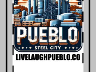 Live, Laugh, Pueblo! Steel City Vinyl Magnet | Industrial Skyline Magnet | Colorado Mountain Sunset Souvenir | Durable Outdoor Vinyl Decor