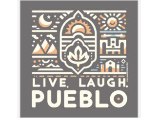 Live, Laugh, Pueblo! Southwestern Sunset Kiss-Cut Sticker