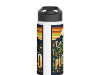 Live, Laugh, Pueblo! Colorado Spicy Chile Charm Stainless Steel Water Bottle, Standard Lid (12oz, 18oz, 32oz)