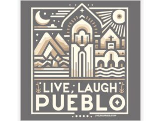 Live, Laugh, Pueblo! Monochrome Day & Night Kiss-Cut Sticker