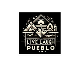 Live, Laugh, Pueblo! Geometric Mountain Landscape Vinyl Decal - Durable Kiss-Cut Sticker for Car, Laptop, Water Bottle