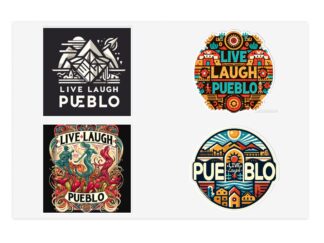 Live, Laugh, Pueblo!  | Geometric Mountain, Colorful Folk art, Chile Festival art Noveau, Pueblo Colorado Pride Decals | Southwestern Water-Resistant Vinyl Sticker Sheet