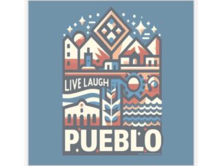 Live, Laugh, Pueblo! Colorful Regional Collage Kiss-Cut Sticker