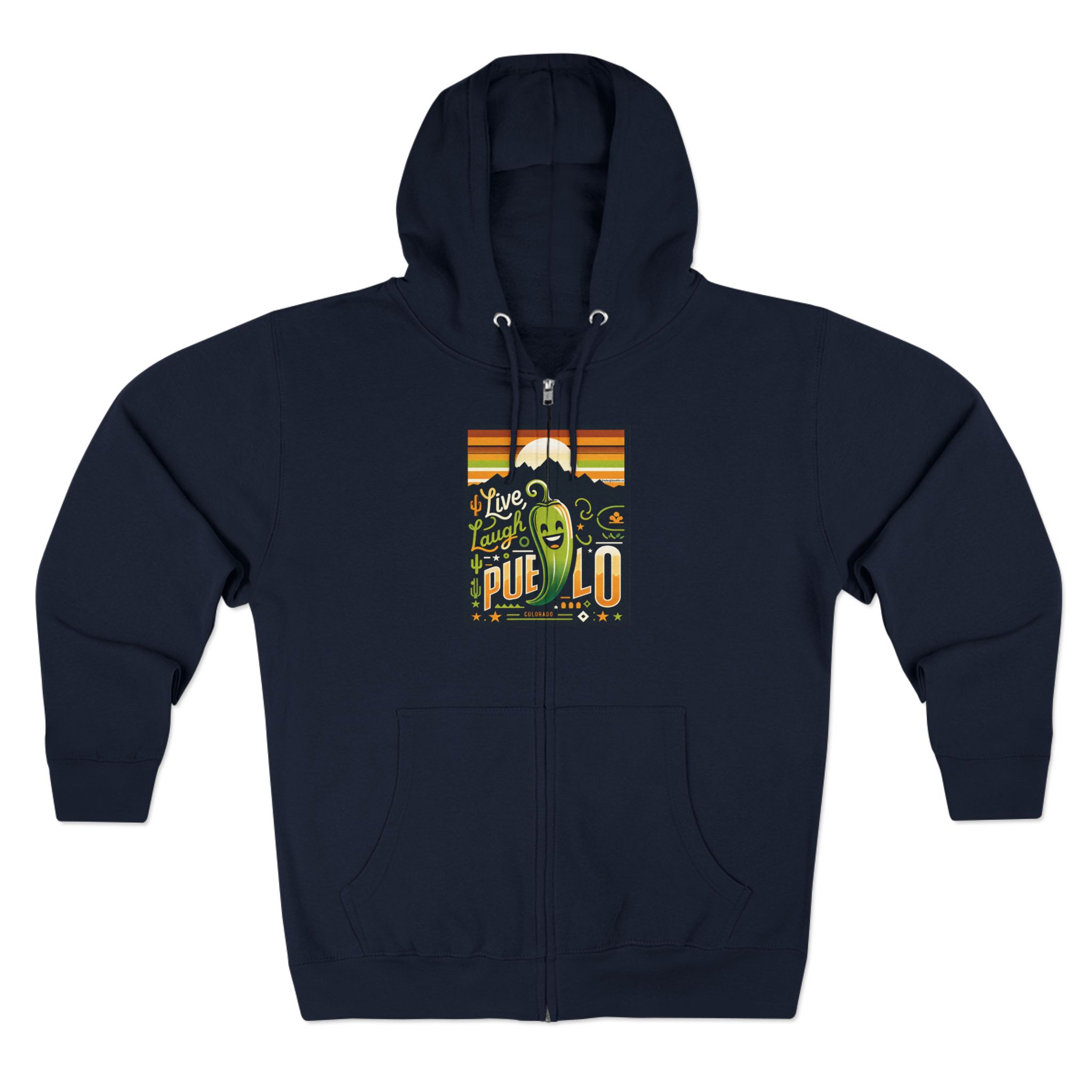 Live, Laugh, Pueblo! Colorado Chile Charm Premium Unisex Zip Hoodie - Image 11
