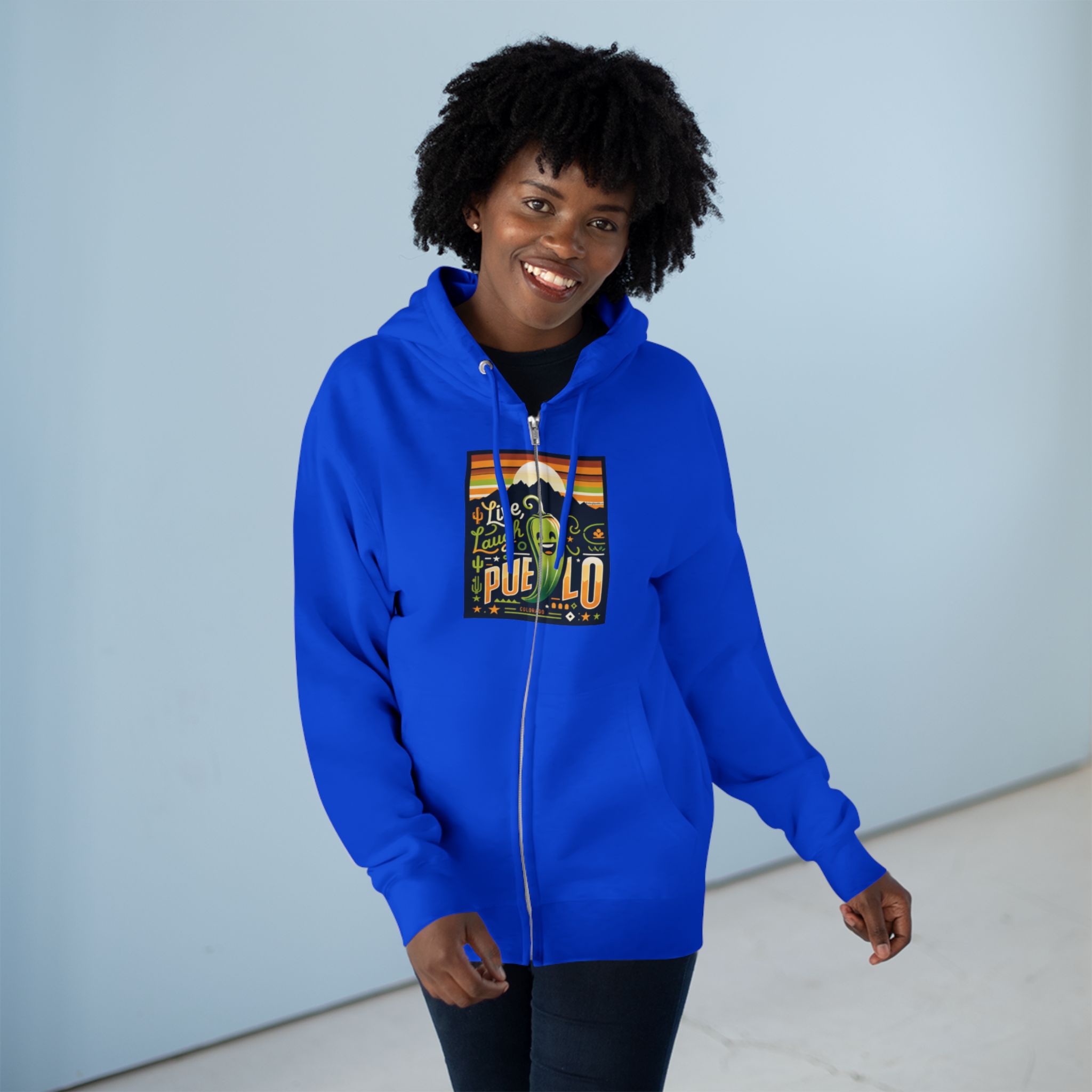 Live, Laugh, Pueblo! Colorado Chile Charm Premium Unisex Zip Hoodie - Image 10