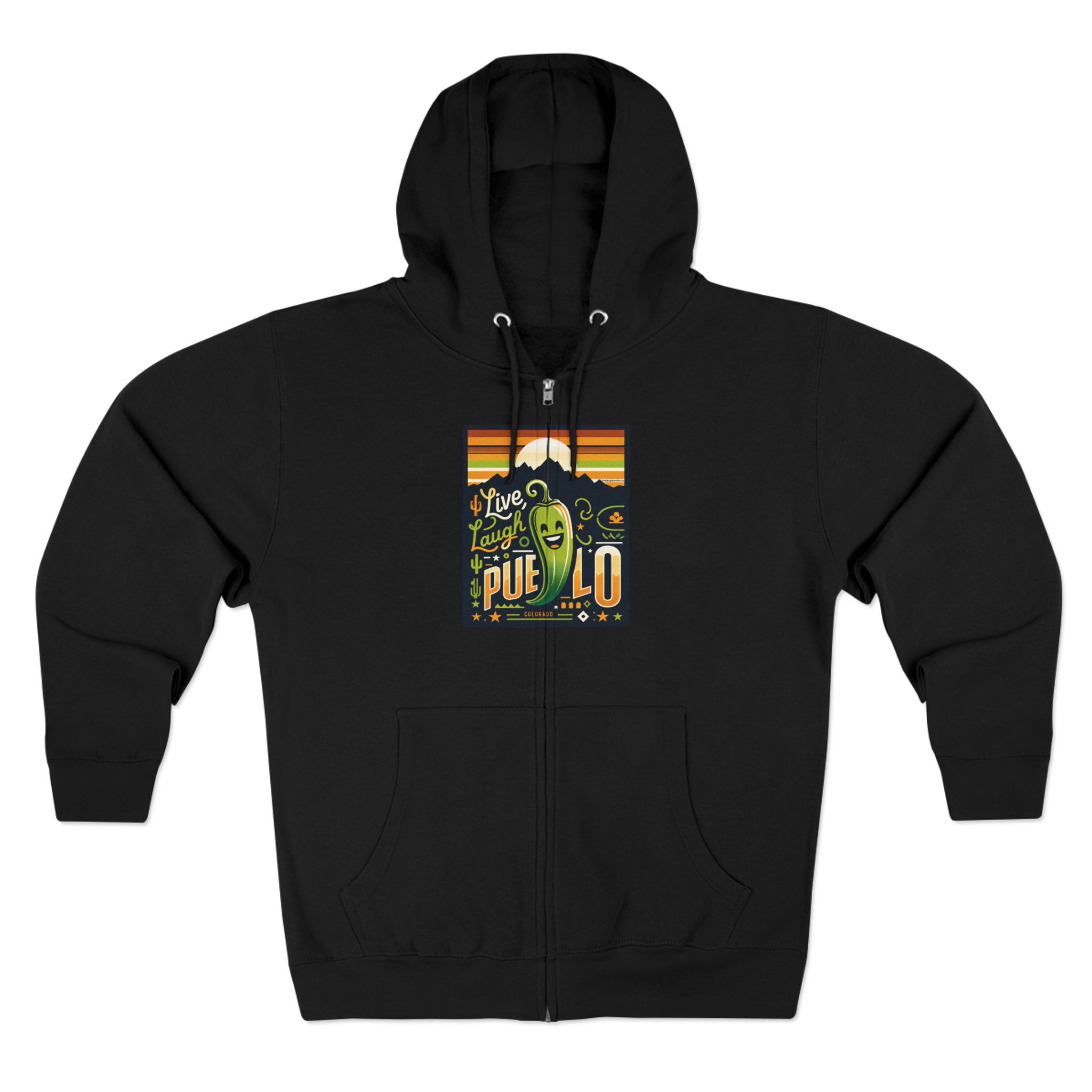 Live, Laugh, Pueblo! Colorado Chile Charm Premium Unisex Zip Hoodie - Image 5