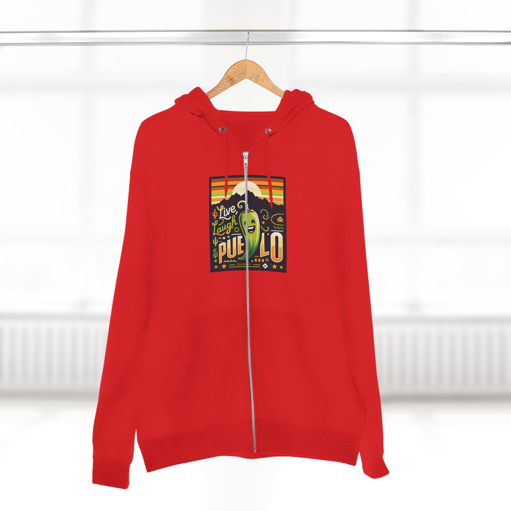 Live, Laugh, Pueblo! Colorado Chile Charm Premium Unisex Zip Hoodie - Image 14