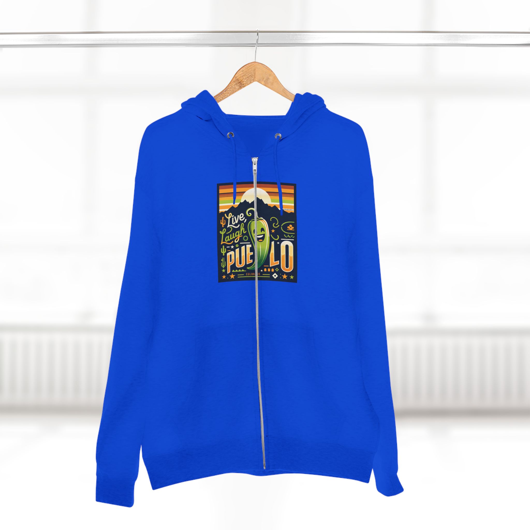Live, Laugh, Pueblo! Colorado Chile Charm Premium Unisex Zip Hoodie - Image 9