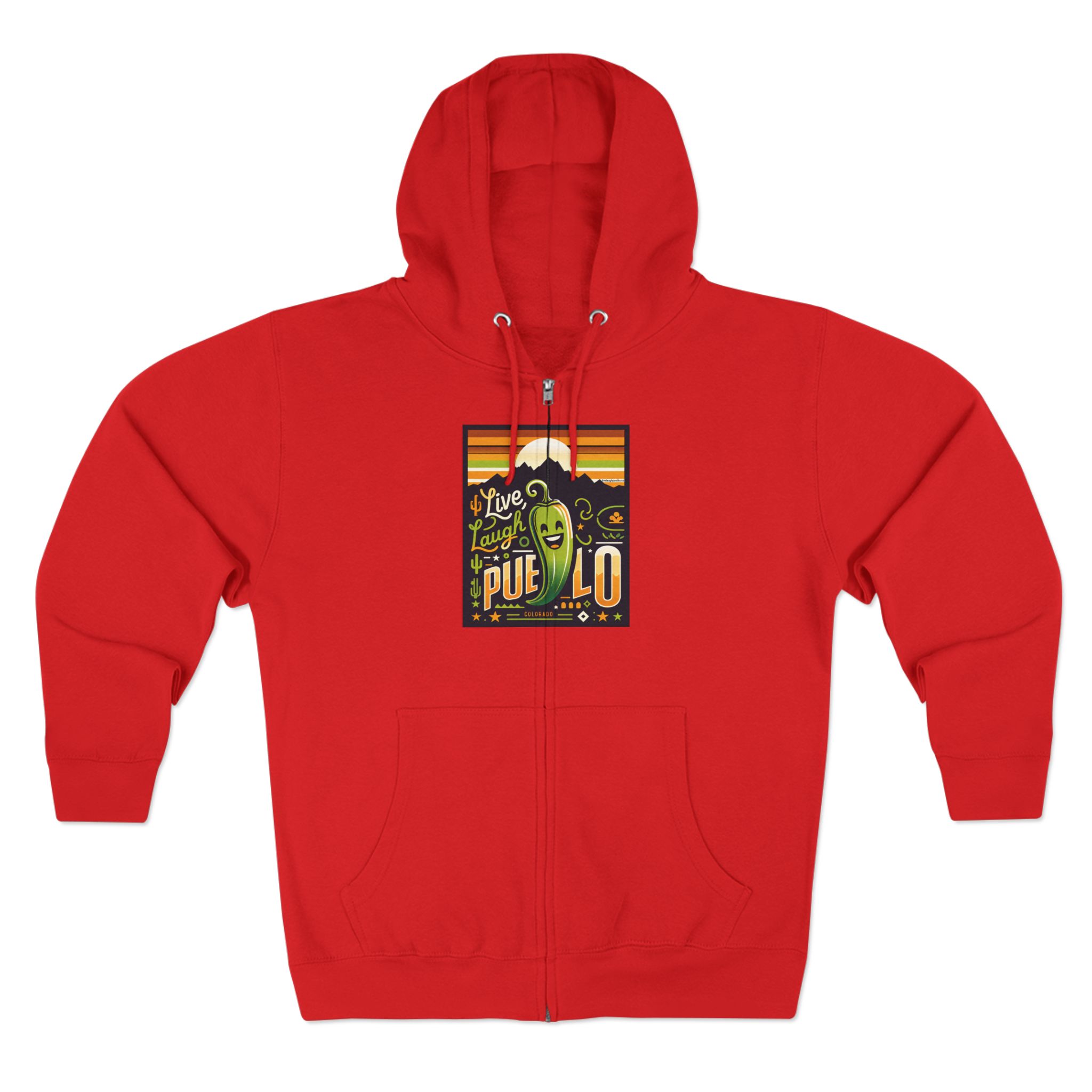 Live, Laugh, Pueblo! Colorado Chile Charm Premium Unisex Zip Hoodie - Image 13