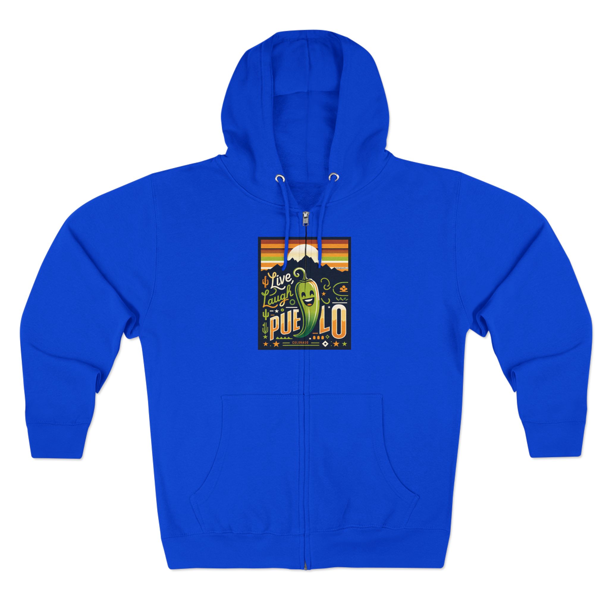 Live, Laugh, Pueblo! Colorado Chile Charm Premium Unisex Zip Hoodie - Image 8