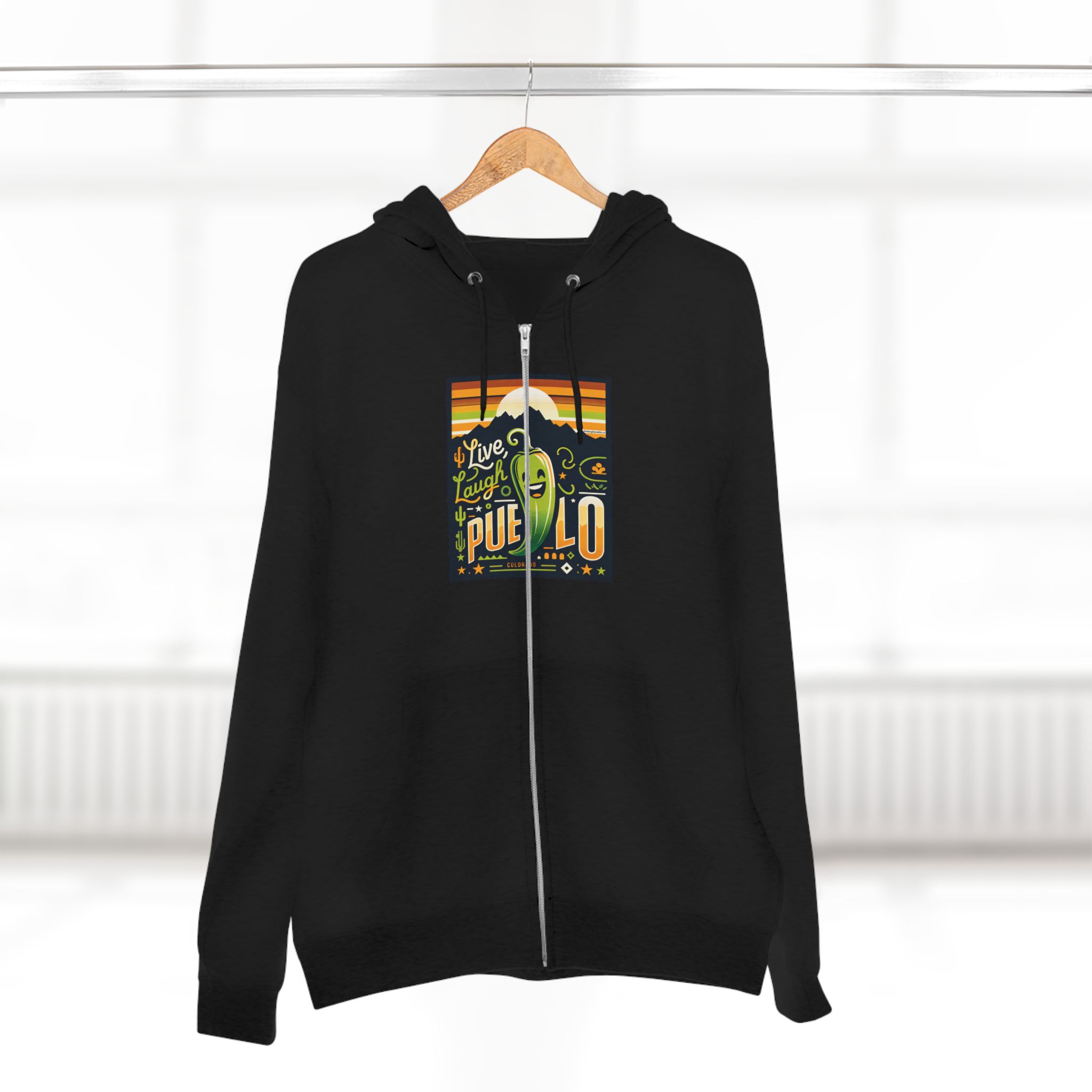 Live, Laugh, Pueblo! Colorado Chile Charm Premium Unisex Zip Hoodie - Image 6