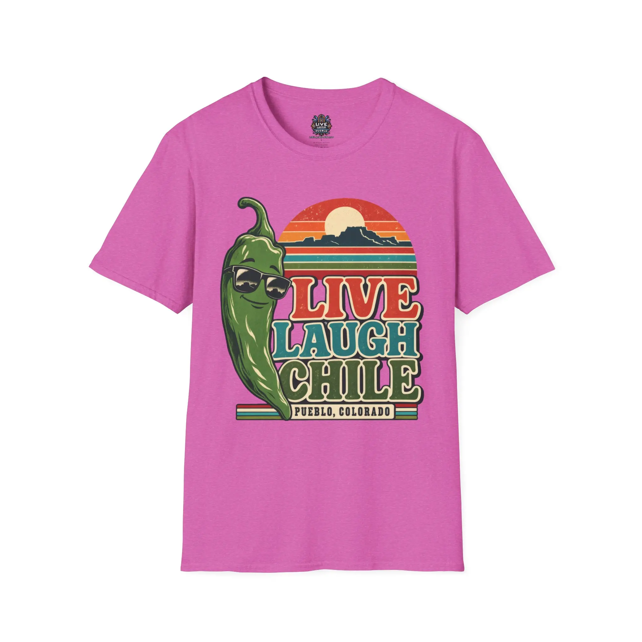 Live Laugh Chile | Pueblo Colorado Retro Unisex Softstyle Tee - Image 41