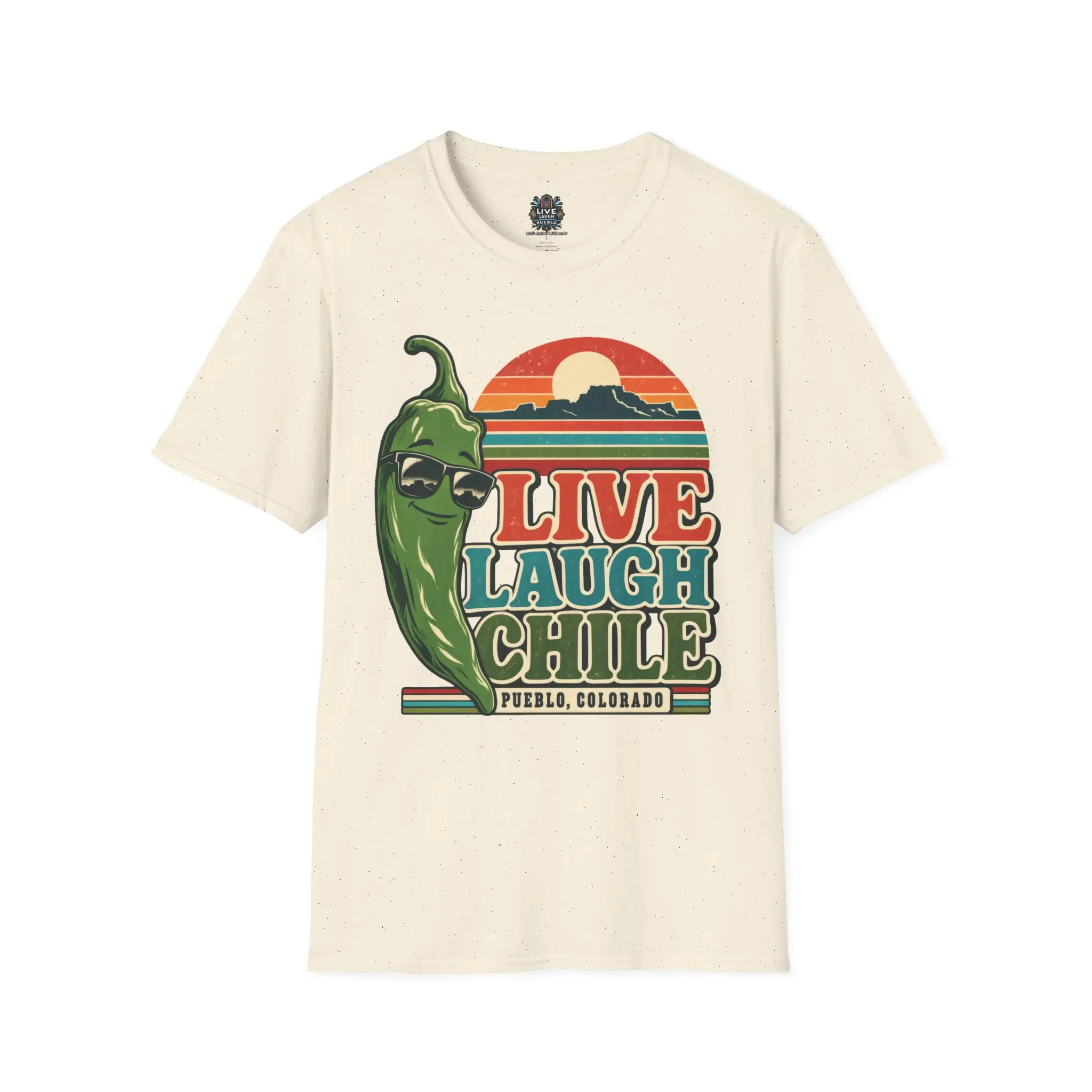 Live Laugh Chile | Pueblo Colorado Retro Unisex Softstyle Tee