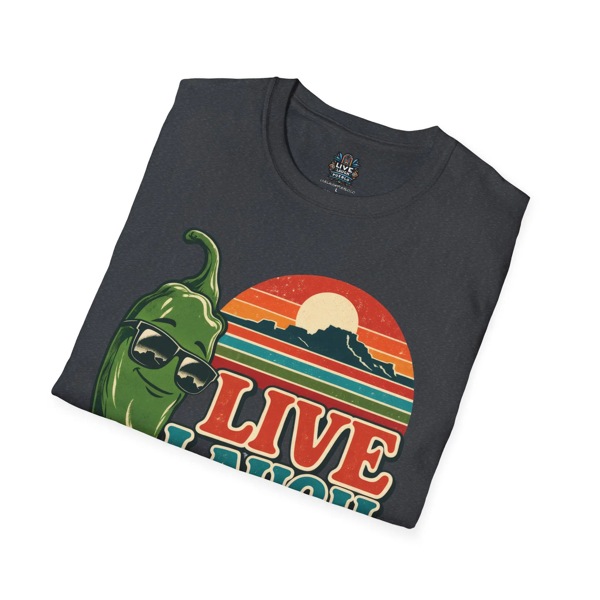 Live Laugh Chile | Pueblo Colorado Retro Unisex Softstyle Tee - Image 32