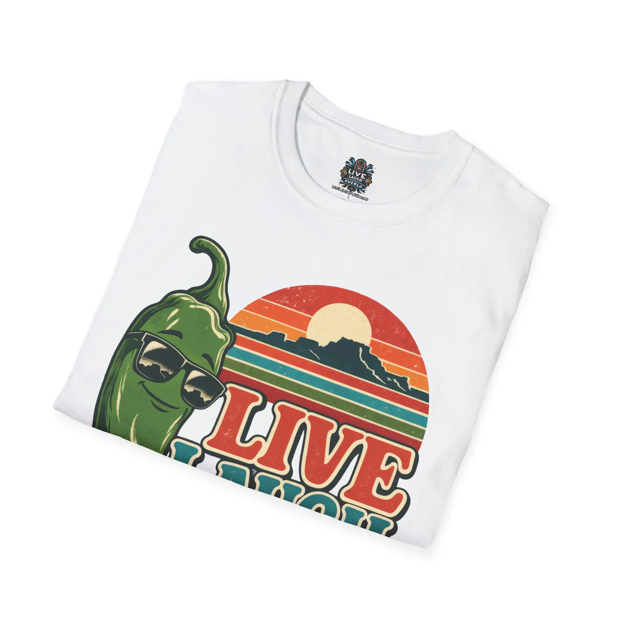 Live Laugh Chile | Pueblo Colorado Retro Unisex Softstyle Tee - Image 8