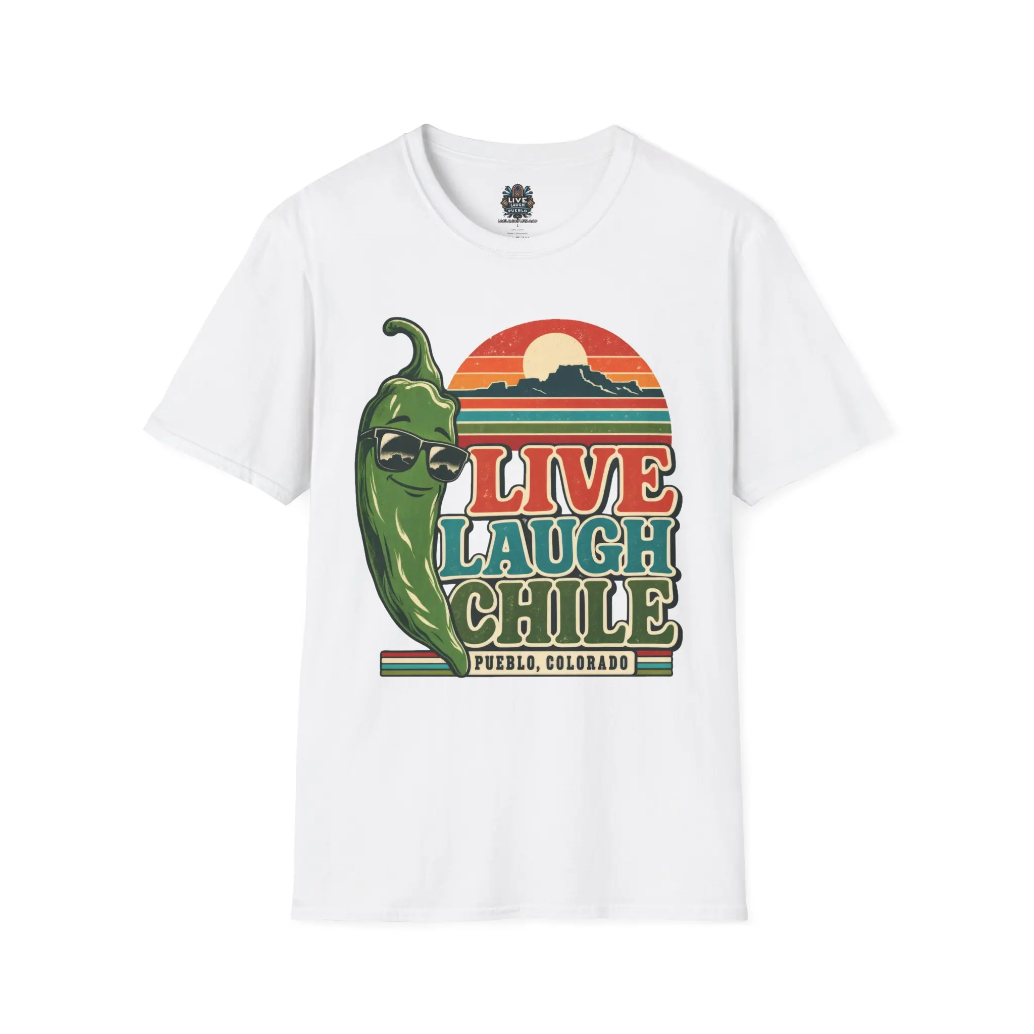 Live Laugh Chile | Pueblo Colorado Retro Unisex Softstyle Tee - Image 5