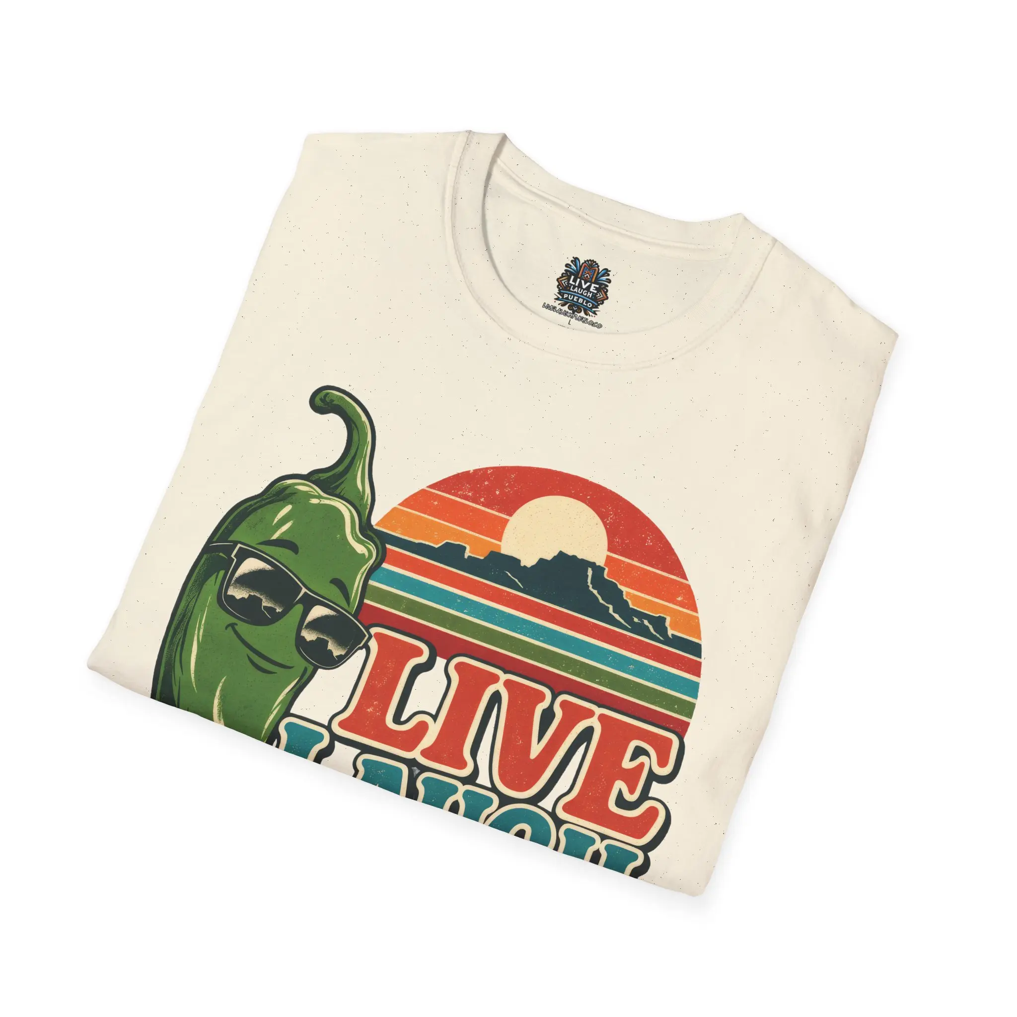 Live Laugh Chile | Pueblo Colorado Retro Unisex Softstyle Tee - Image 4