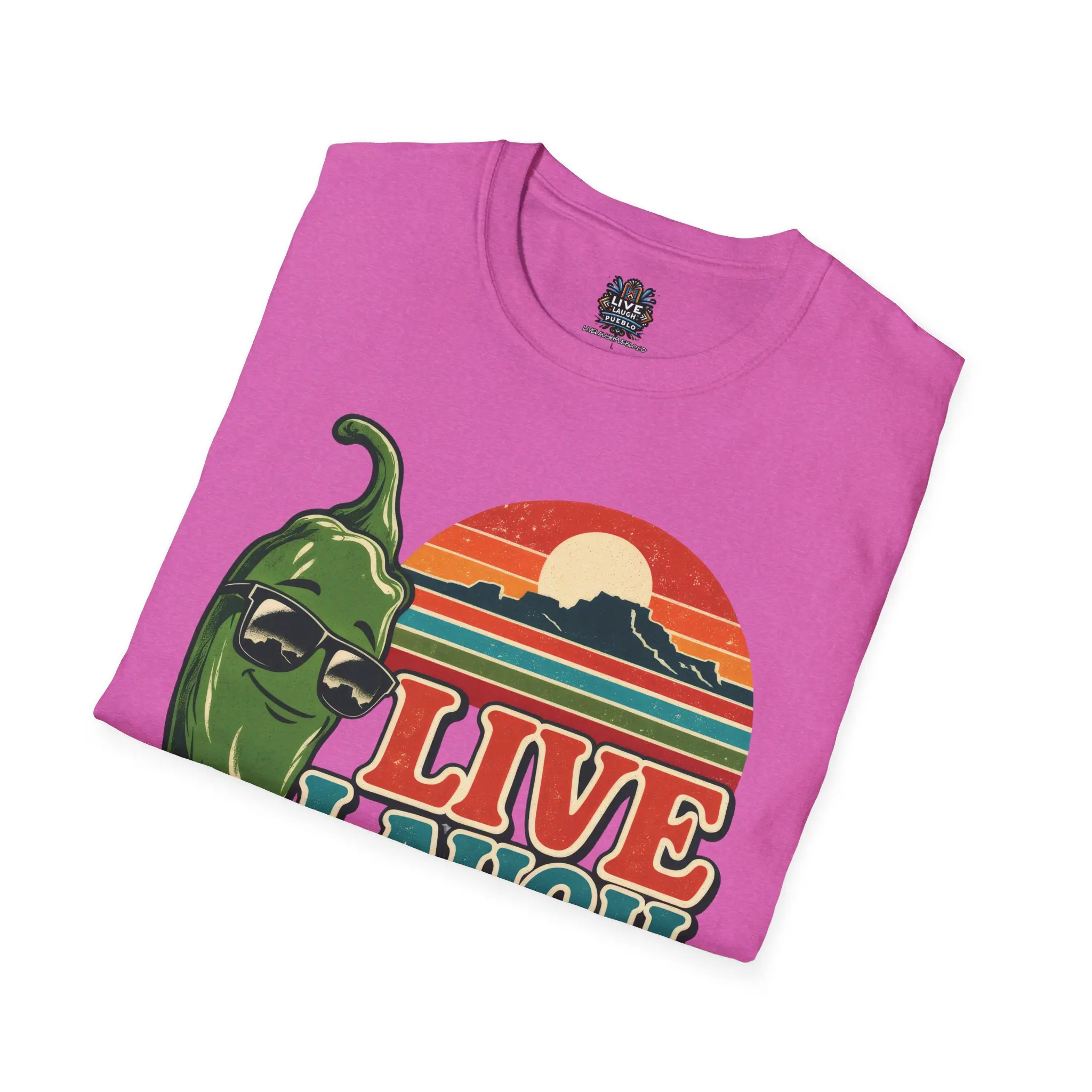 Live Laugh Chile | Pueblo Colorado Retro Unisex Softstyle Tee - Image 44