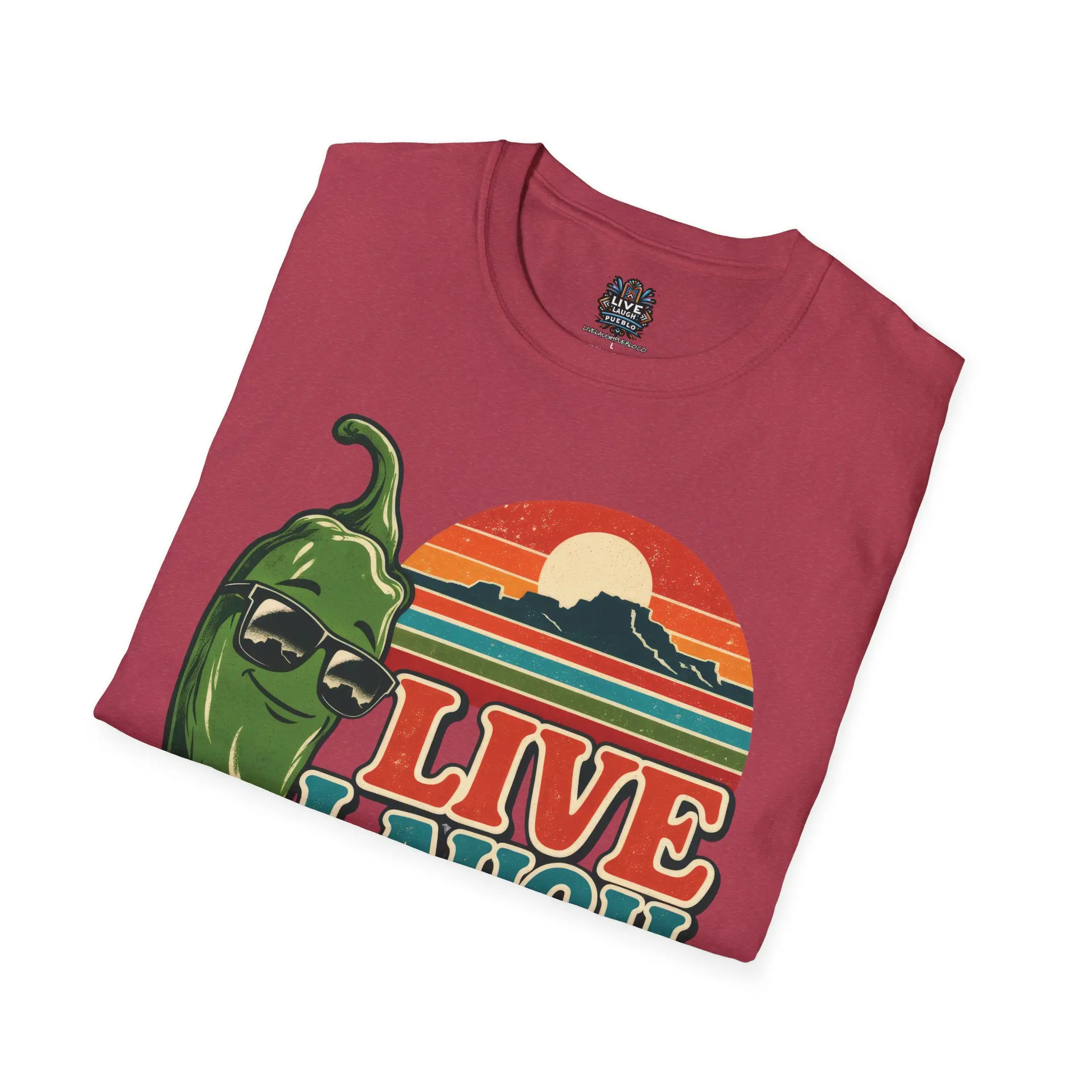 Live Laugh Chile | Pueblo Colorado Retro Unisex Softstyle Tee - Image 48