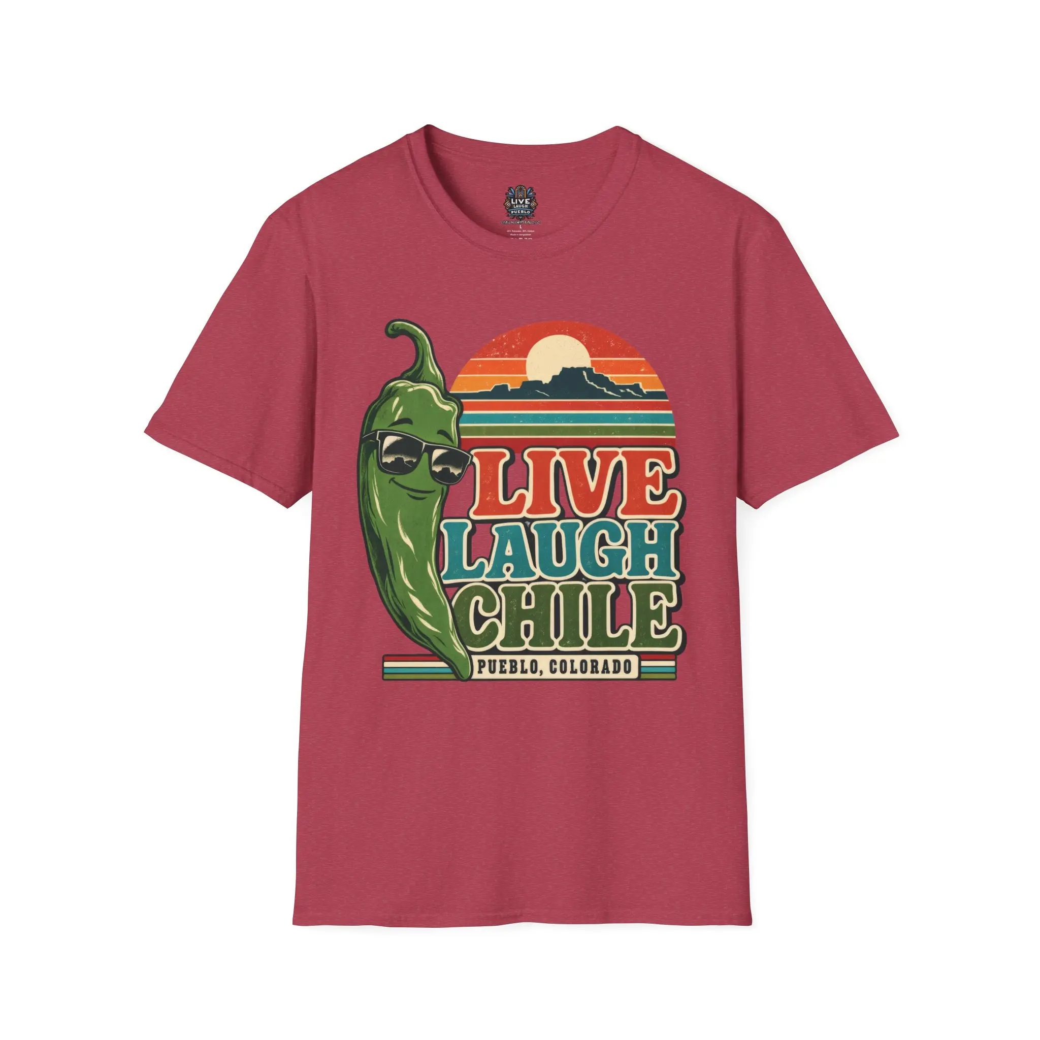 Live Laugh Chile | Pueblo Colorado Retro Unisex Softstyle Tee - Image 45